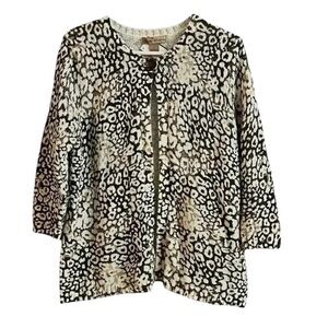 Marisa Christina Beige Animal Print Blouse with Three Quarter Sleeves